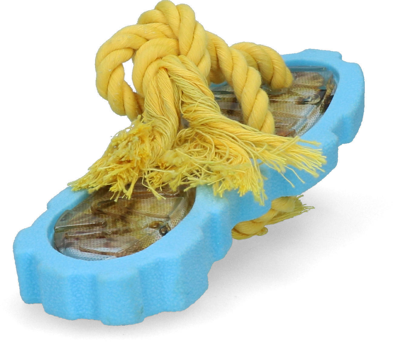 Dog chew toy blue shoes with yellow rope dog toy