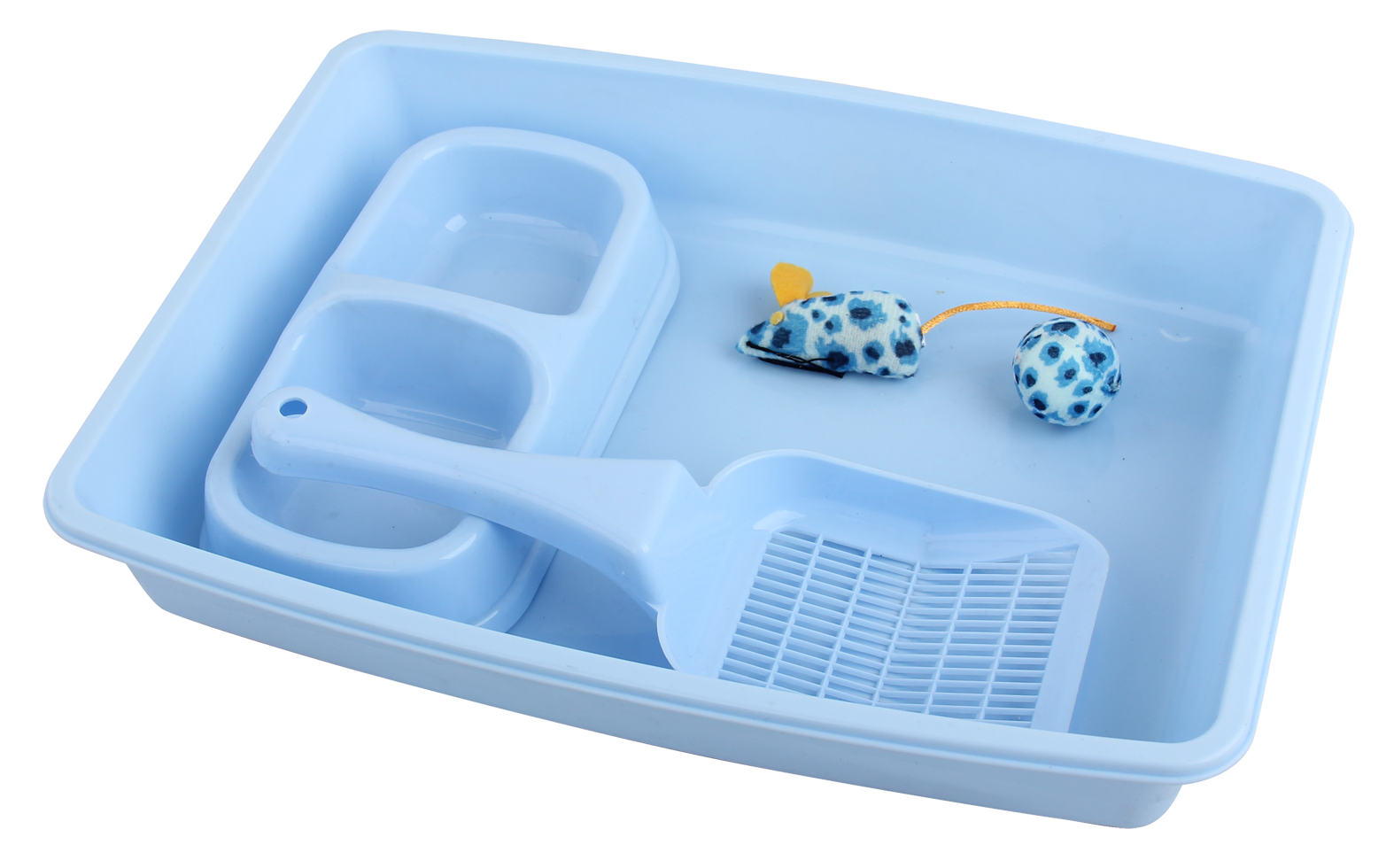 Kitty cat litter box, litter box, litter tray, starter kit blue