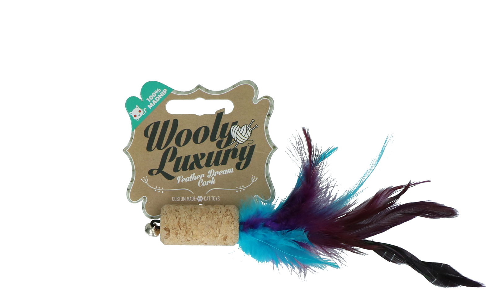 Woolly luxury feathered dream cork purple cat toy