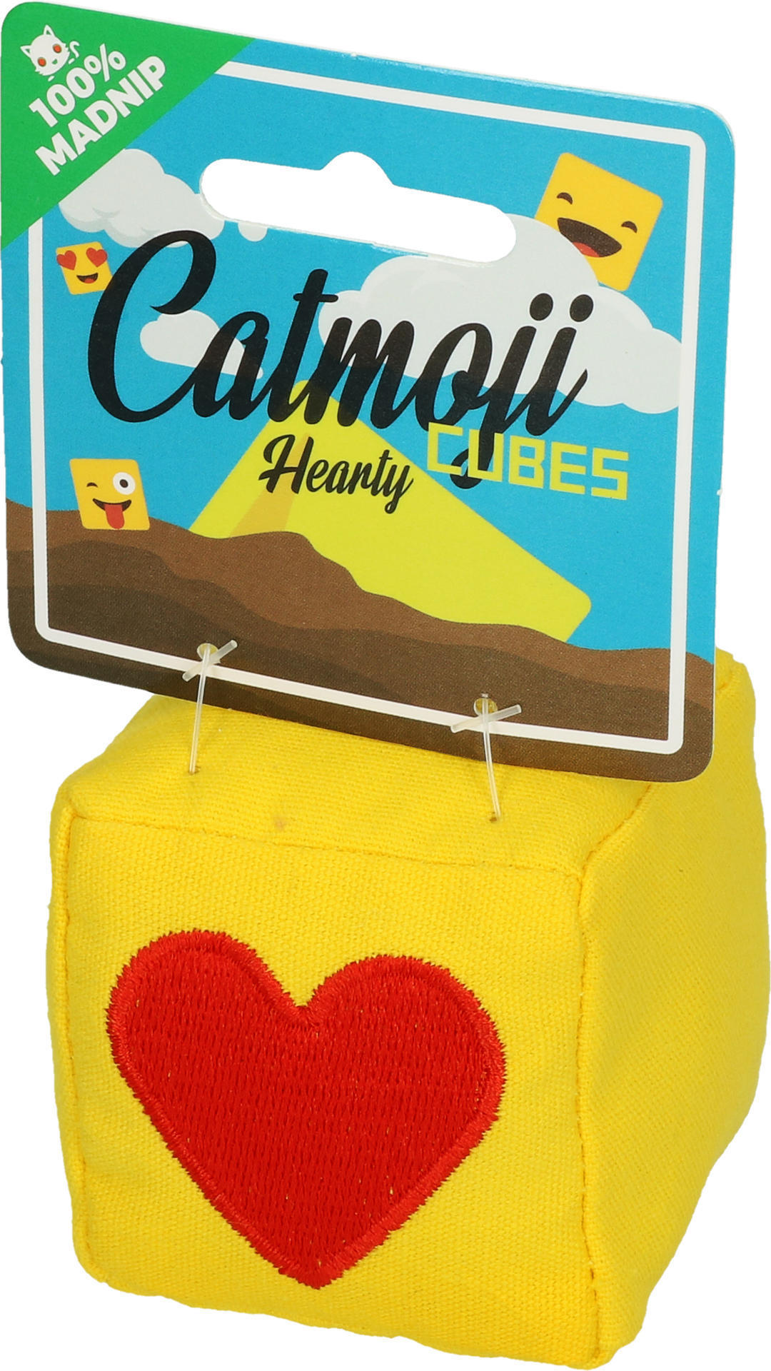 Emoji Cat Cube Hearty cat toy with plush cat root