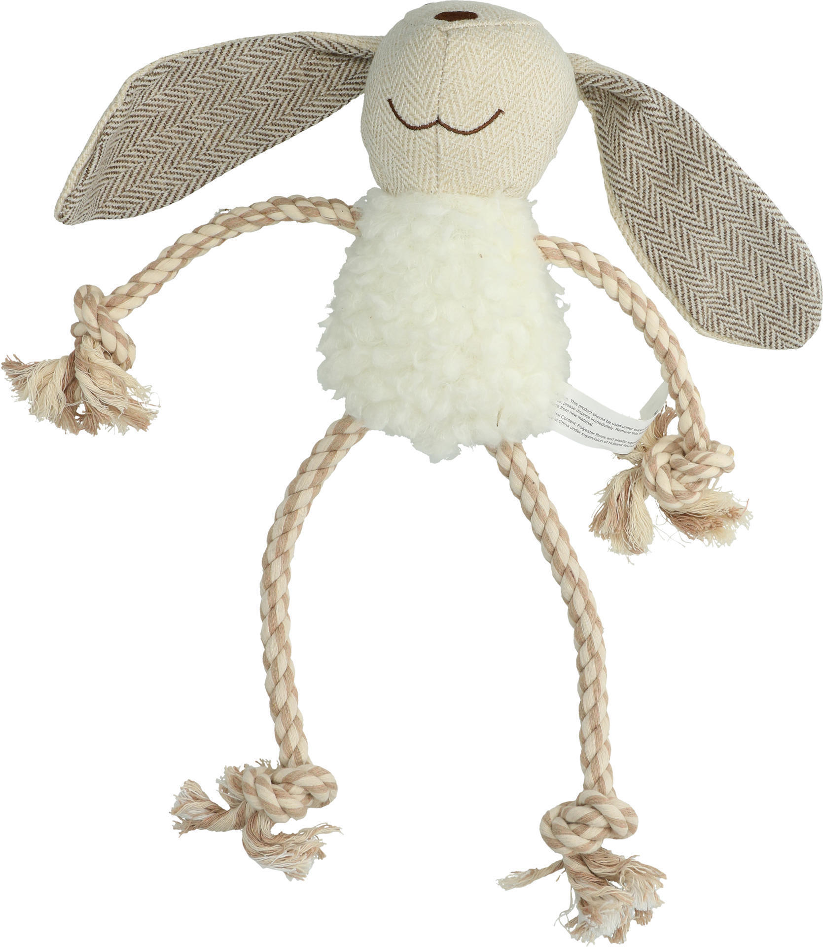 Bunny with rope dog toy plush