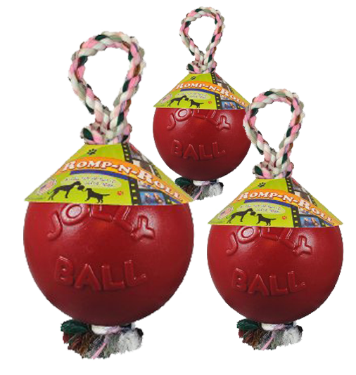 Scented red dog ball with rope