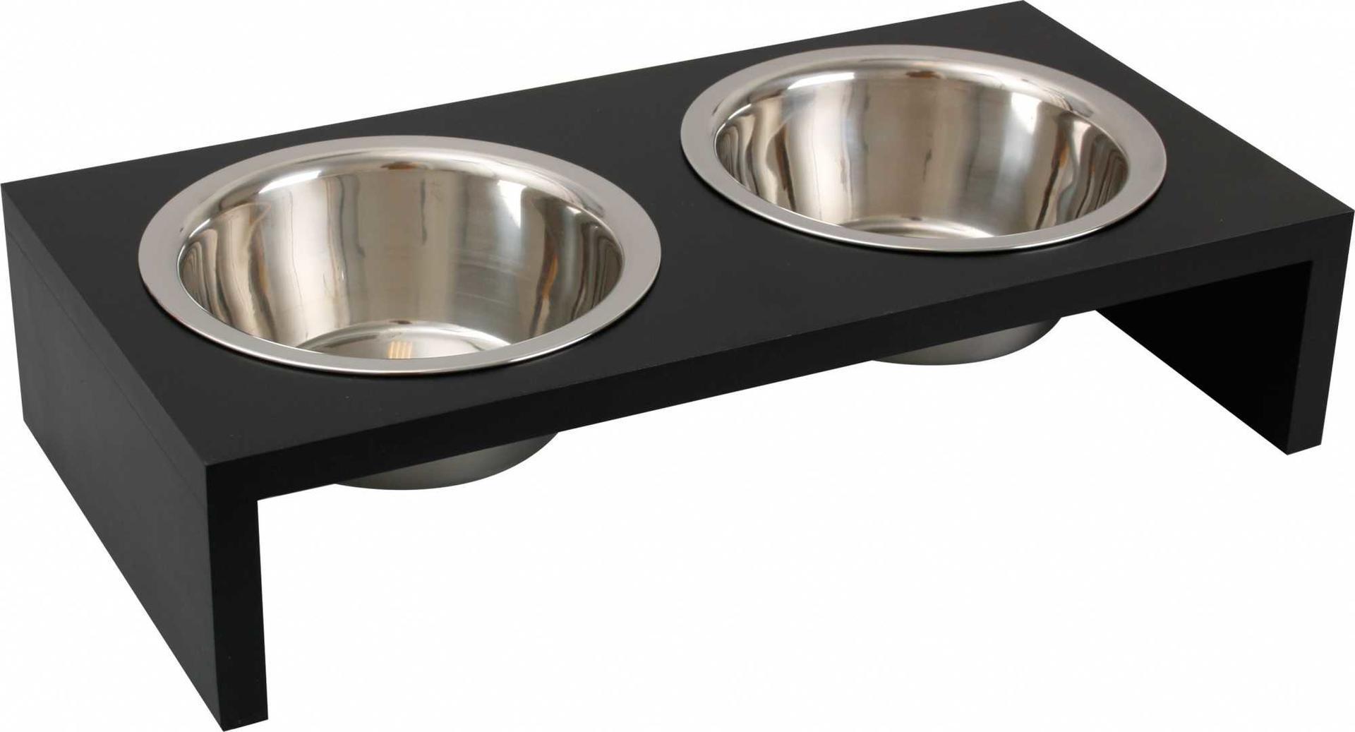 Raised double feeding bowl for dog and cat