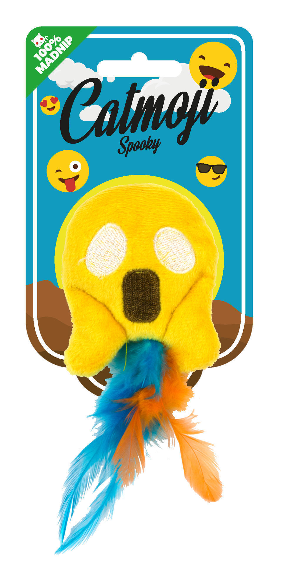 Emoji Cat Spooky cat toy with feathered cat root