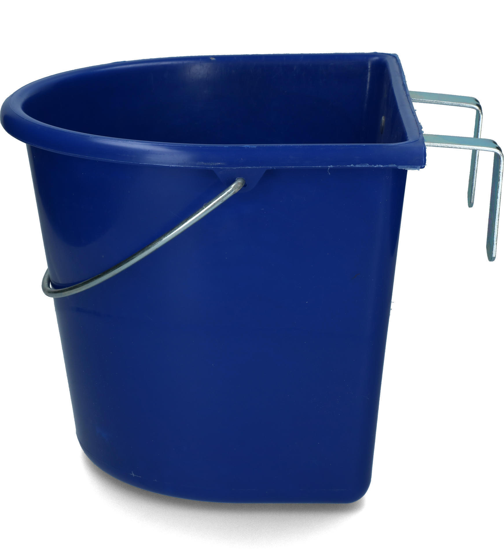 15 litre feed trough with hooks steel handle dark blue barn livestock feeding feeding technology feeding bowls