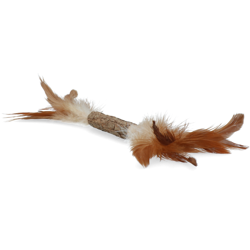 Stick with caterpillar and feathers cat toy
