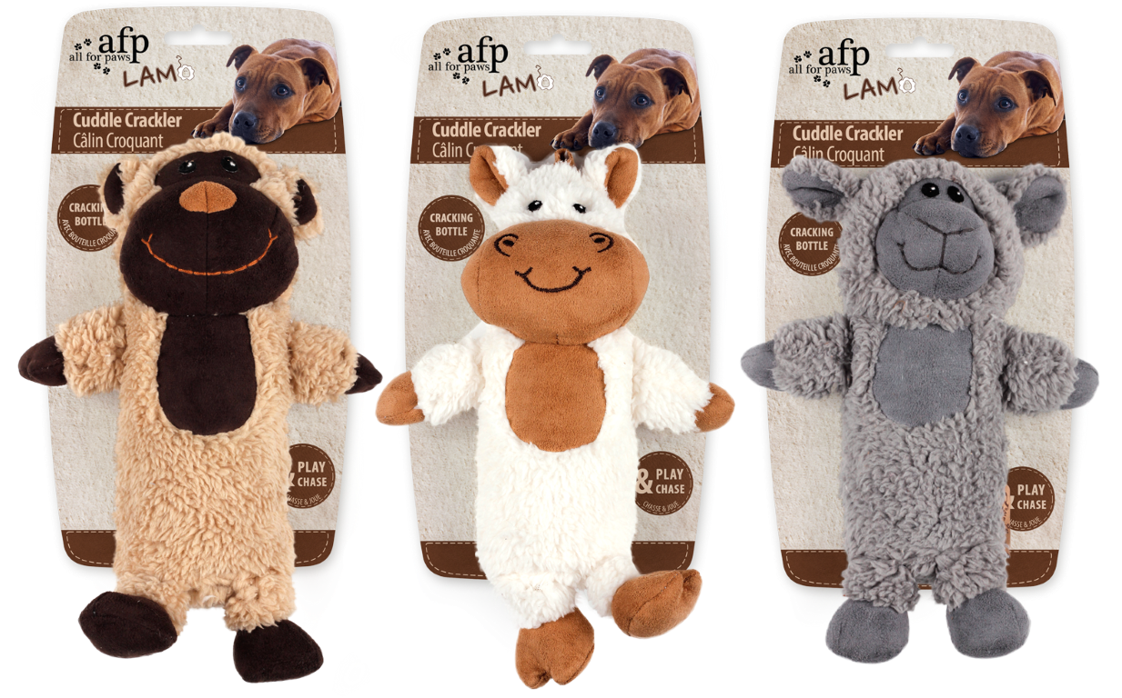 Soft dog toy filled with artificial wool