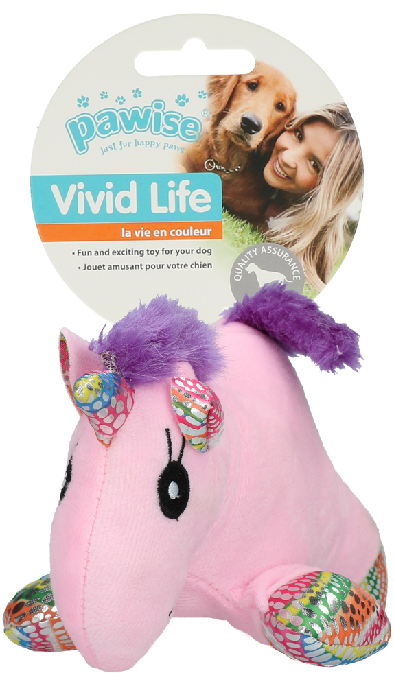 Plush dog toy with unicorn beeper