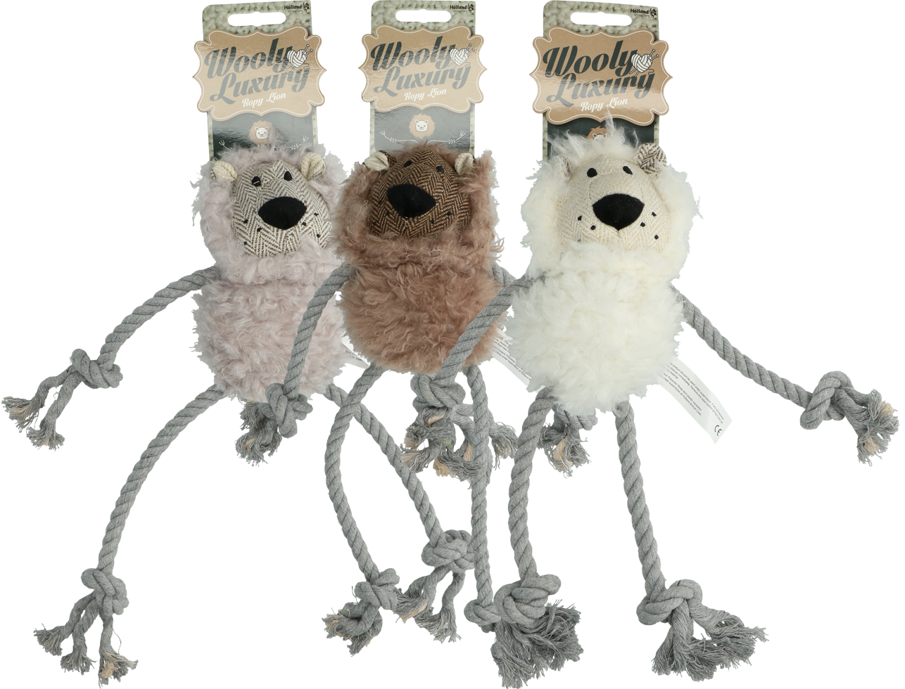 Lion with rope grey plush dog toy