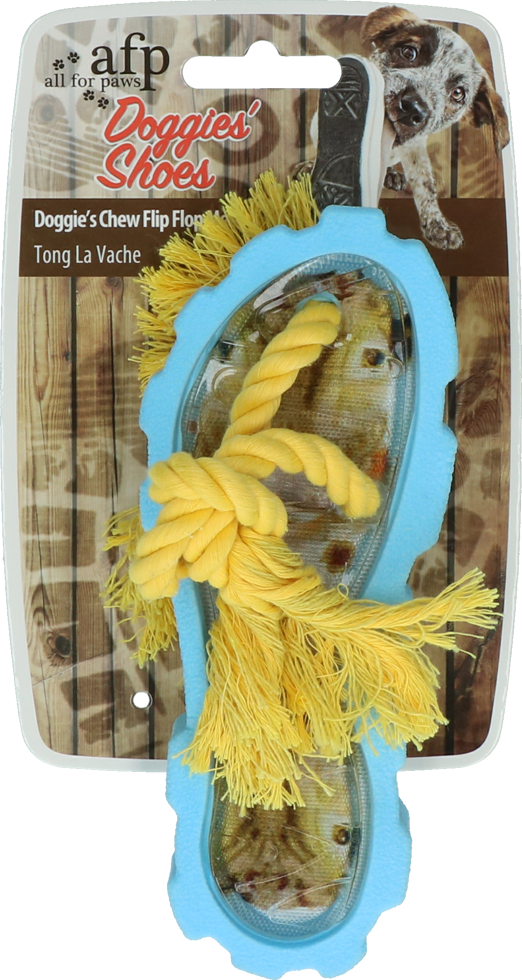 Dog chew toy blue shoes with yellow rope dog toy