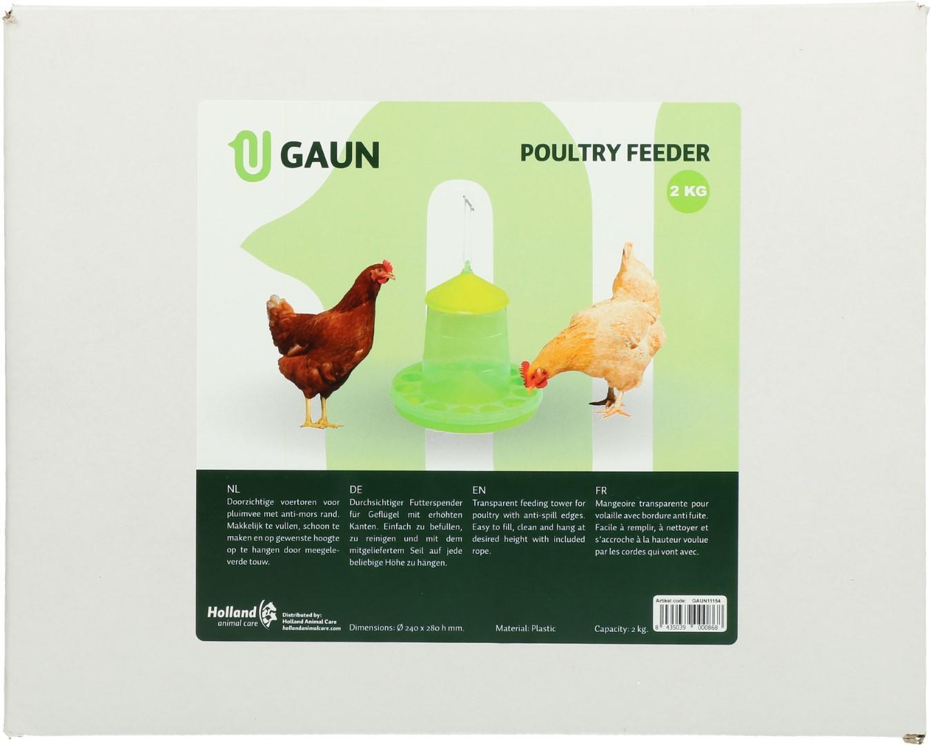 Poultry feed, feeder 2 kg green