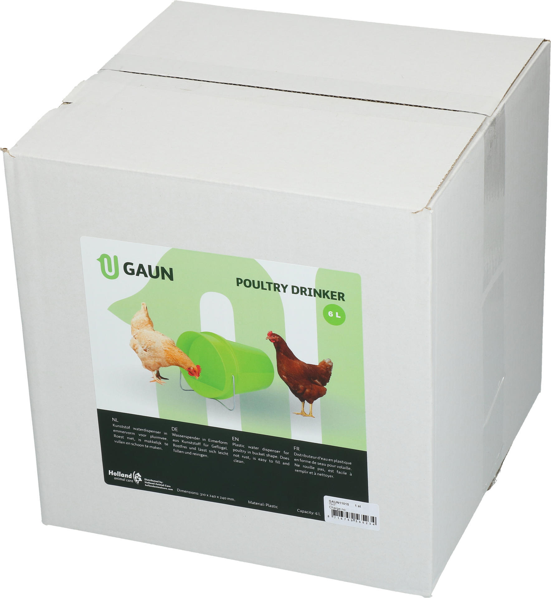 Poultry drinking plastic bucket 6 l green lemon