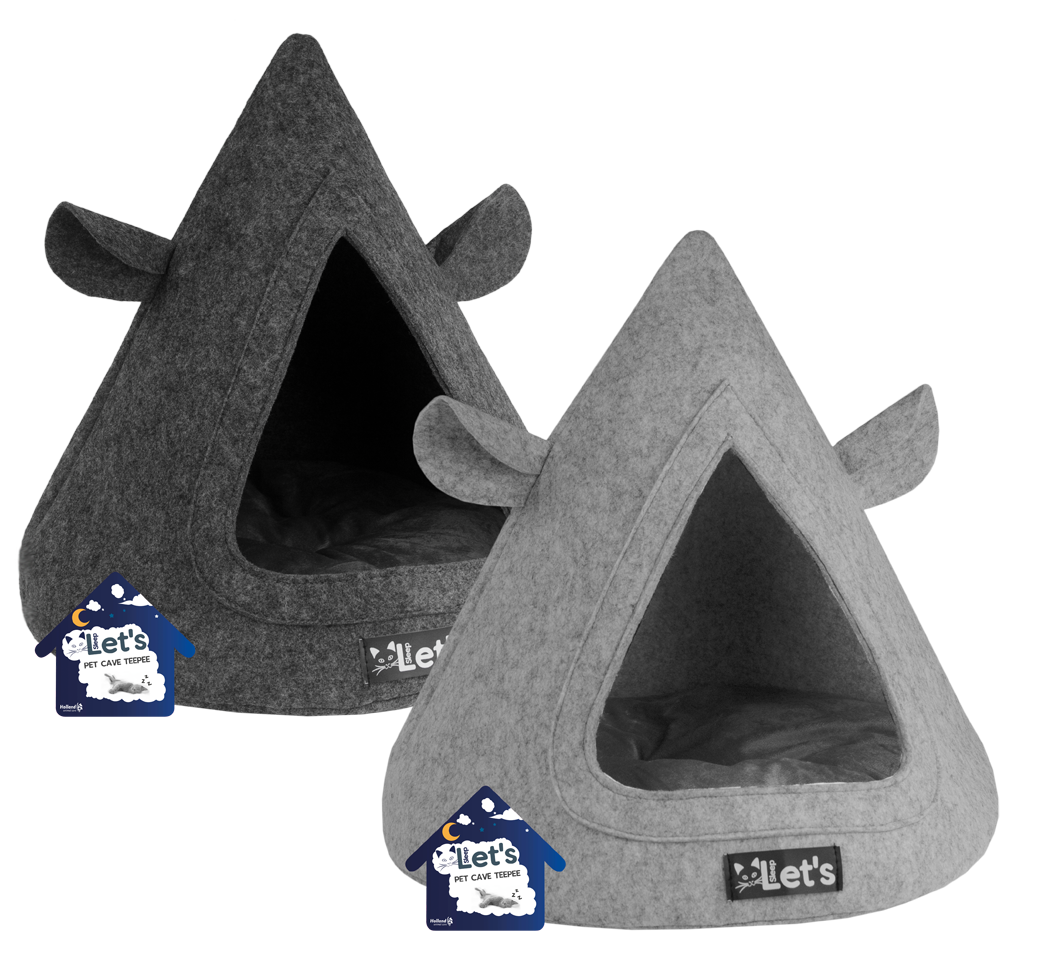 Let's sleep Pet Cave TeePee Grey cat bed