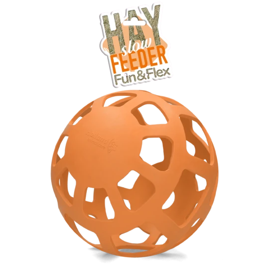 Flexible ball hay feeder for horses 22 cm orange