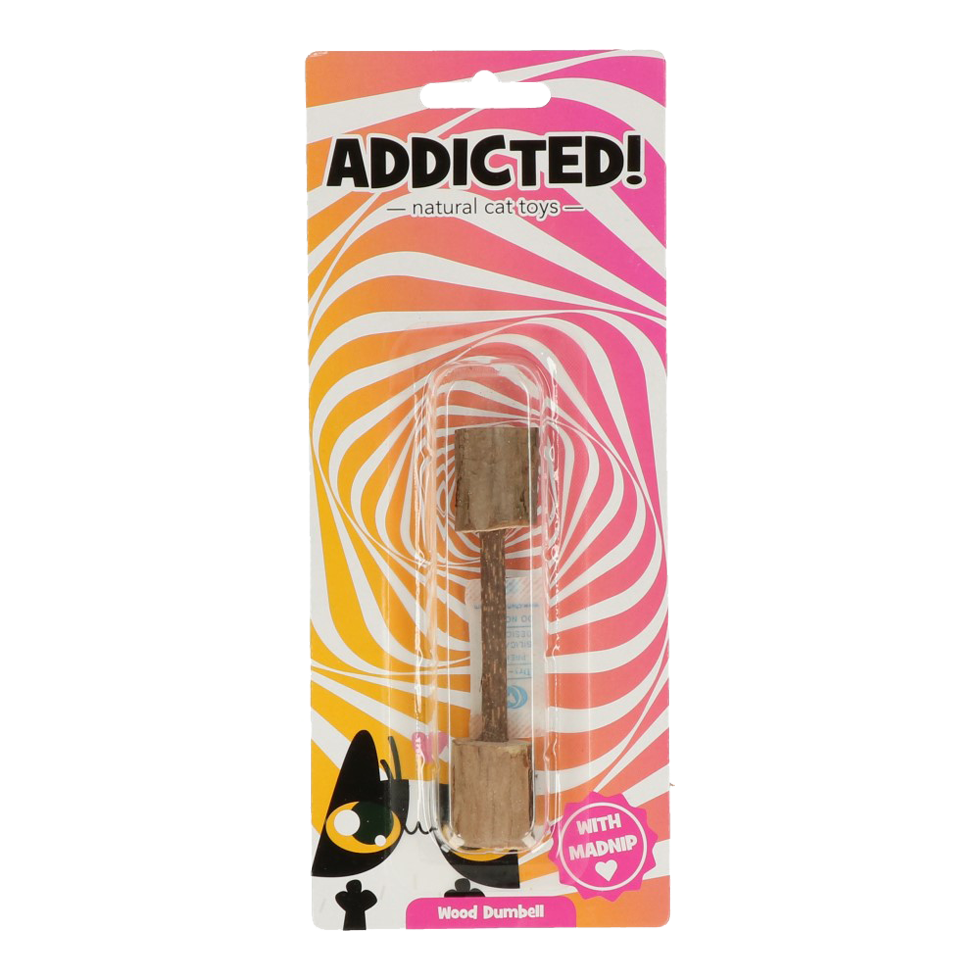 Hanging Wood Dumbell with cat root cat toy