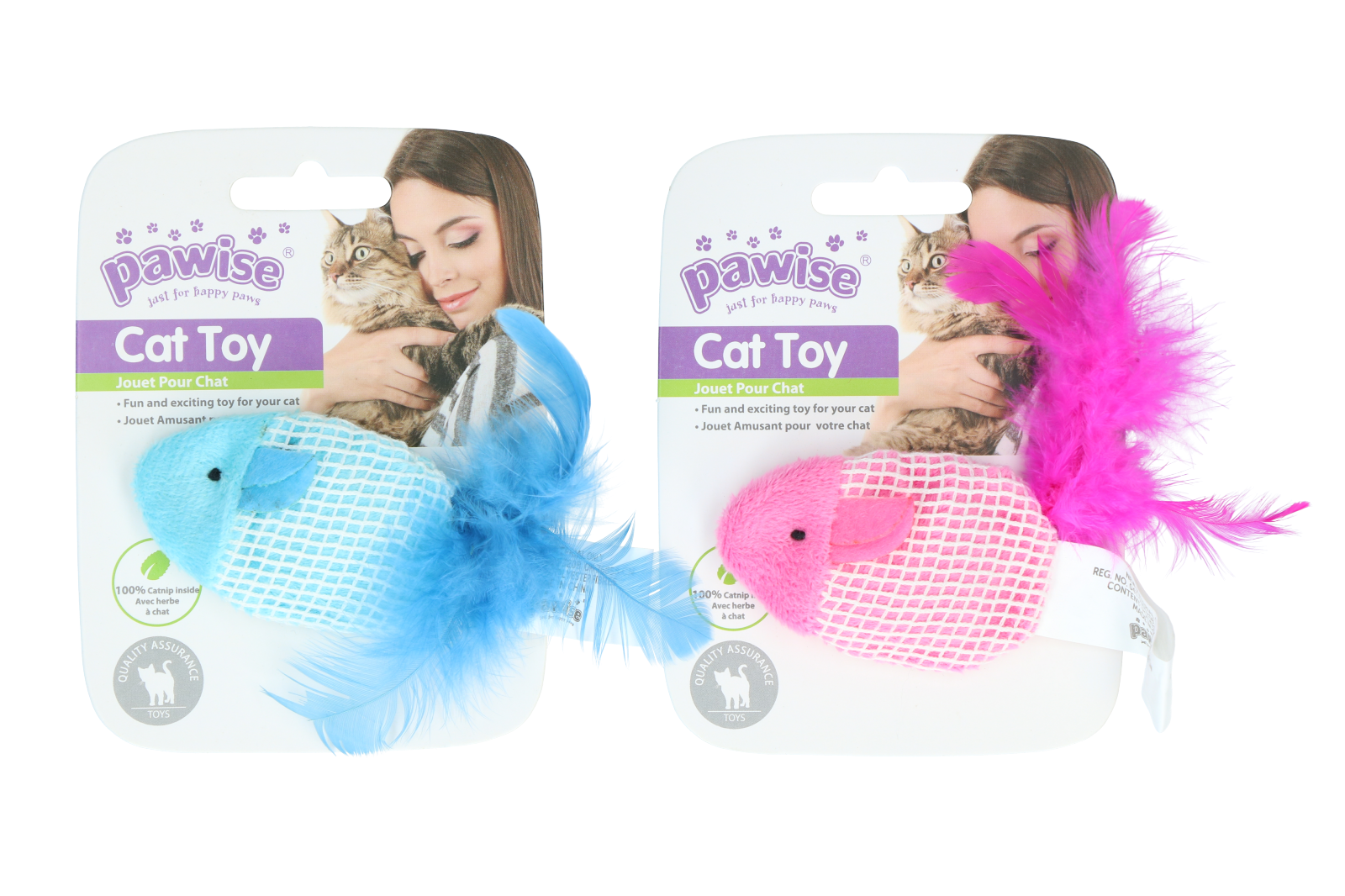 Fish with feather cat toy stuffed with catnip