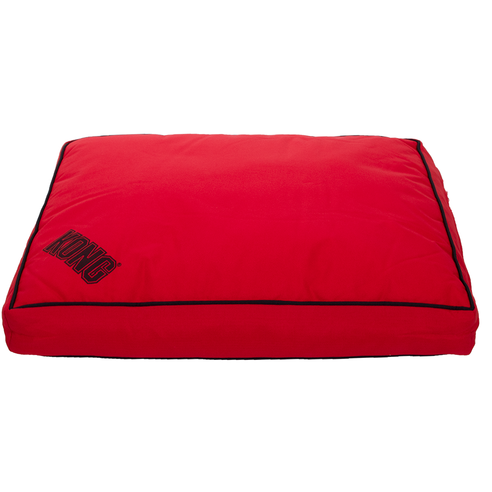 Rectangle dog bed small red with black edge