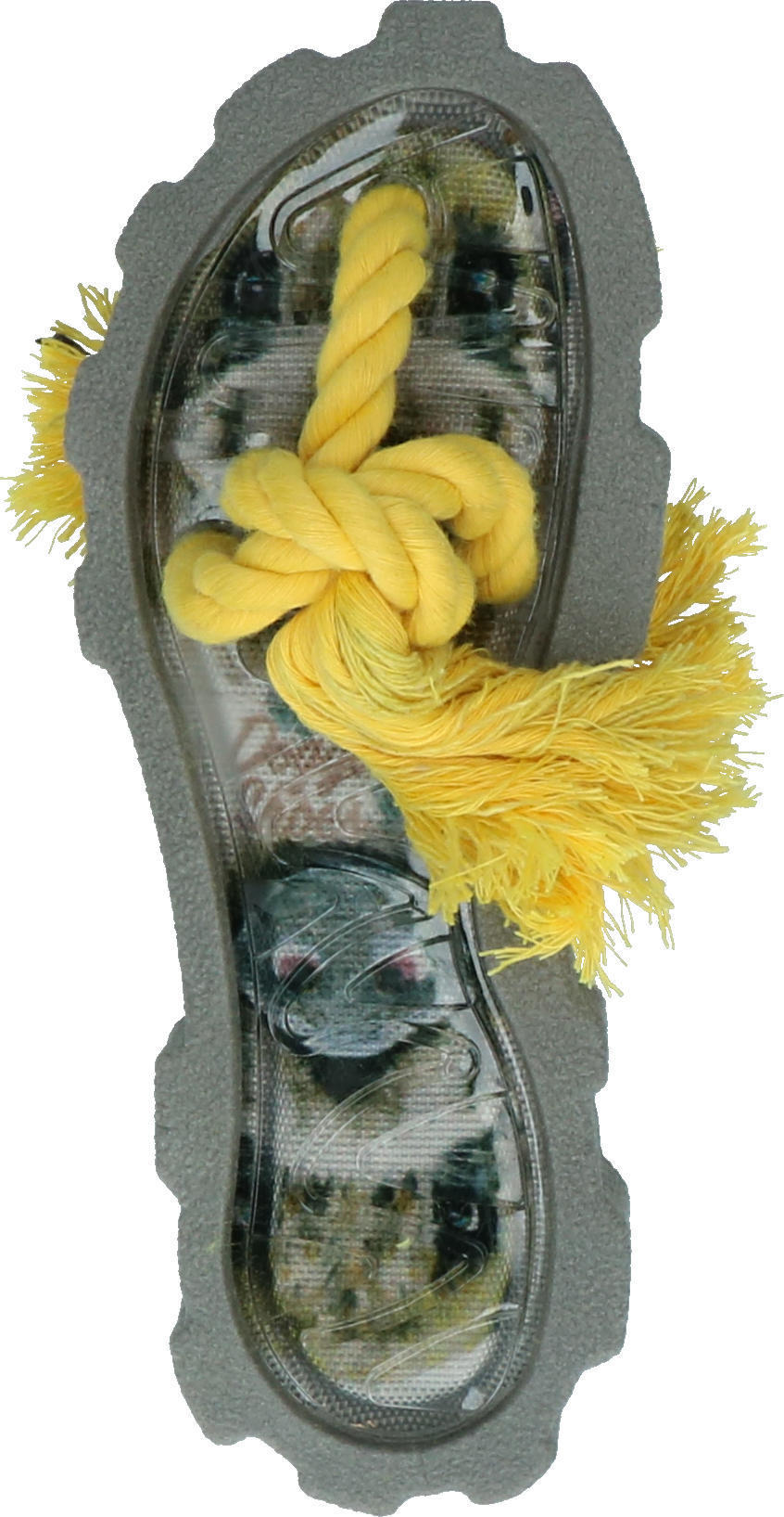 Dog chew toy grey shoes with yellow rope dog toy