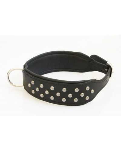 042 dog collar Extra wide black 75cm leather special
