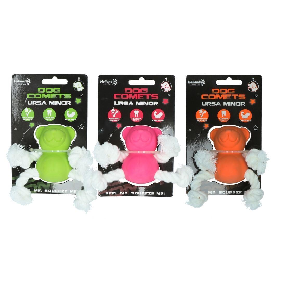 Ursa Minor bear with rope green dog toy