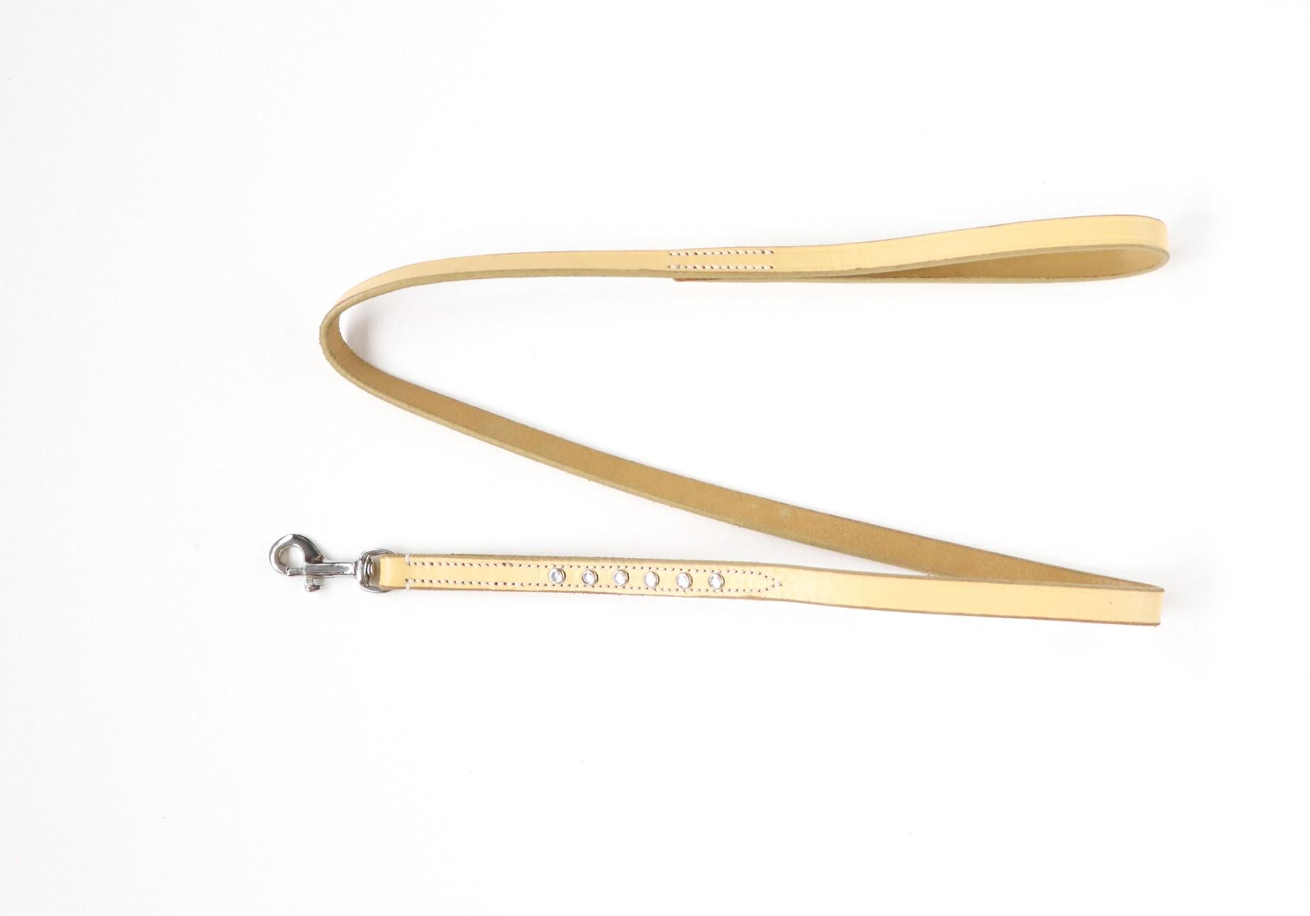 038 Leather dog leash pink decorated 100cm special