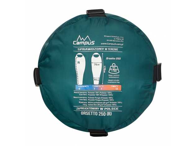 ORSETTO 250 sleeping bag for left-handers