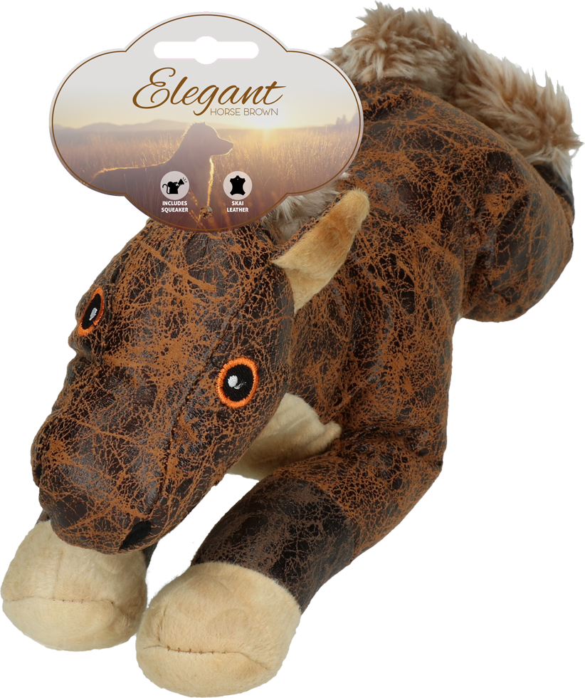 Soft material brown horse with beeper dog toy