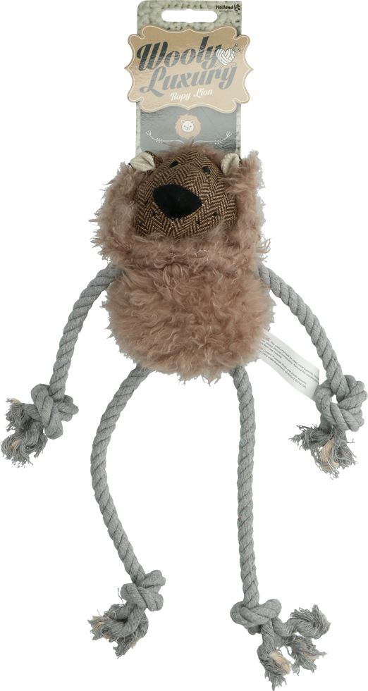 Lion with rope brown plush dog toy