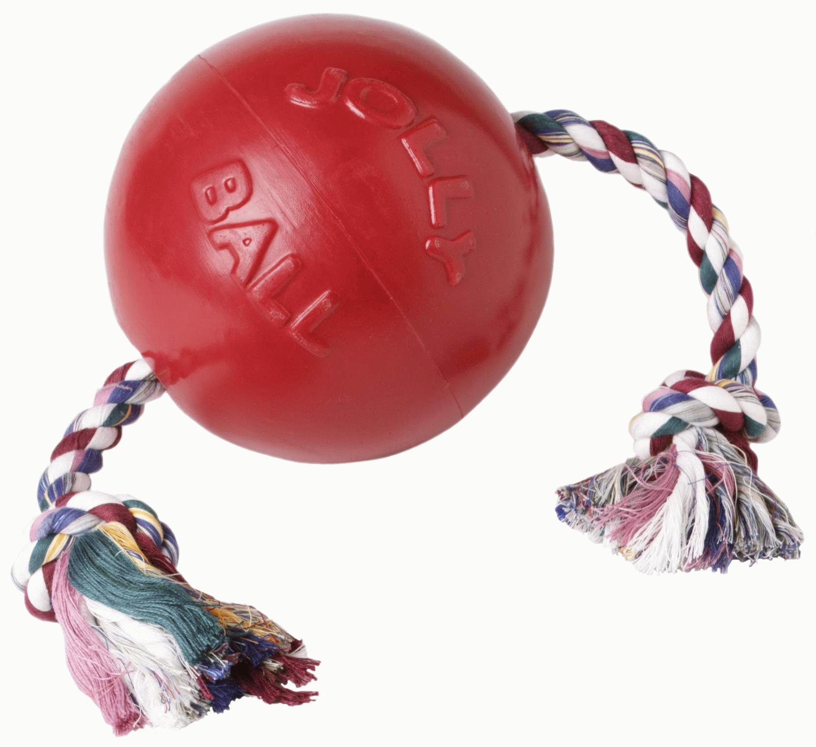 Scented red dog ball with rope