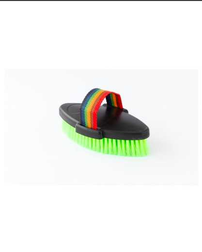1696 Body brush with rainbow straps green 3 pieces Horse care