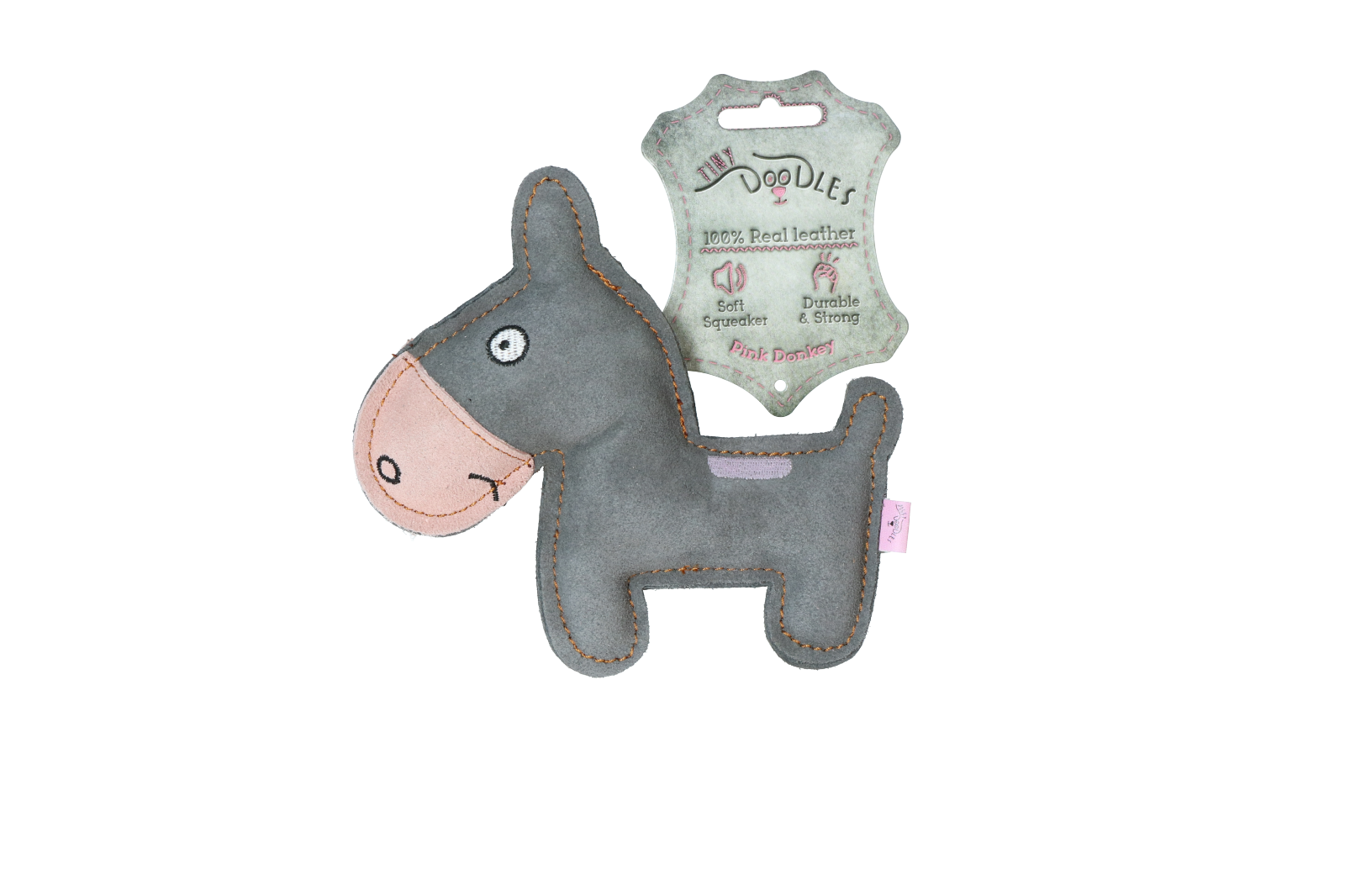 Donkey pink plush dog toy