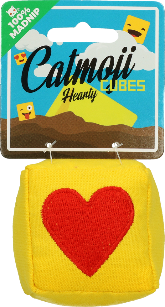 Emoji Cat Cube Hearty cat toy with plush cat root