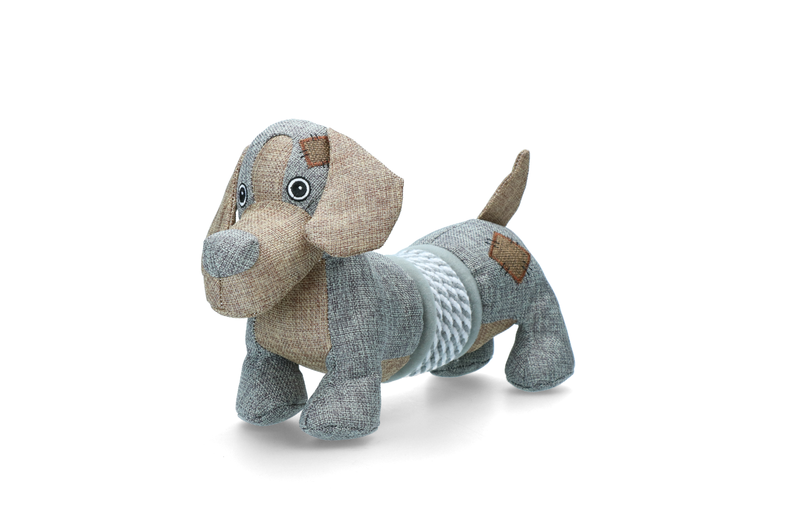 plush dog toy with foldable spring