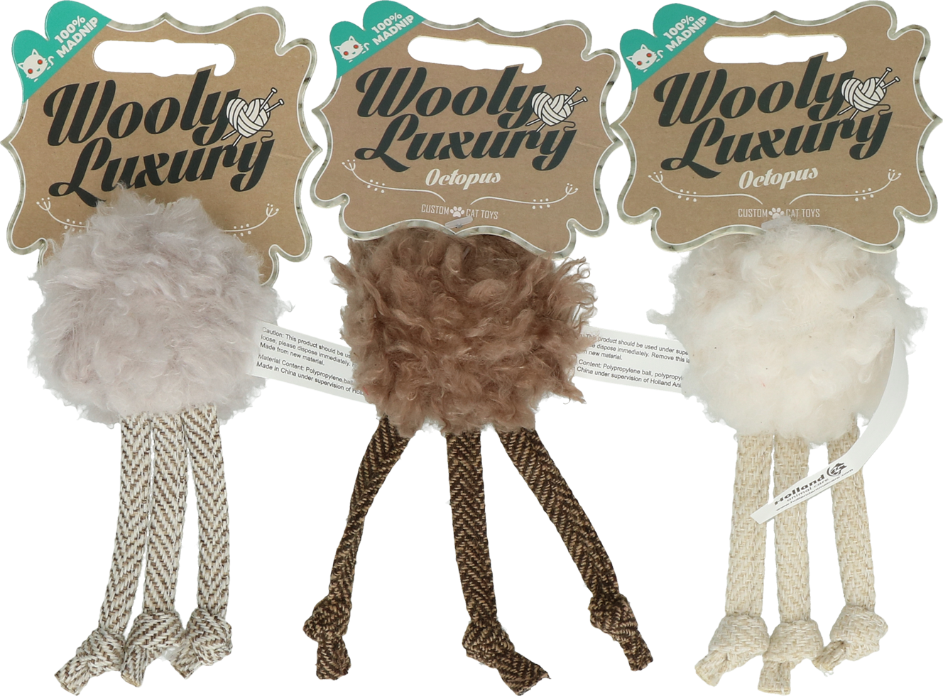 Wool luxury octopus grey cat toy