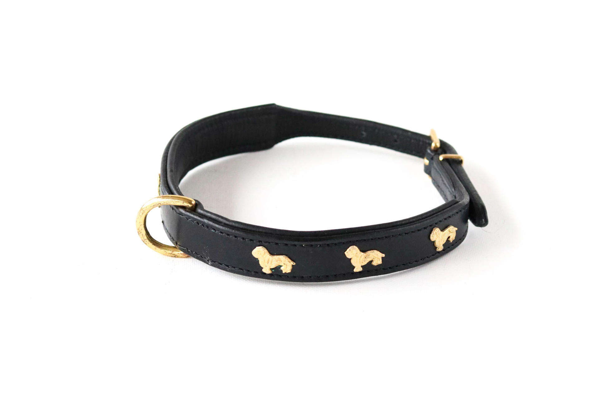 1111 dog collar with dog motif black 55 cm leather special collars