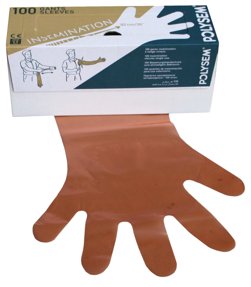 Disposable gloves orange for sheep, goats, alpacas, llamas, larger animals