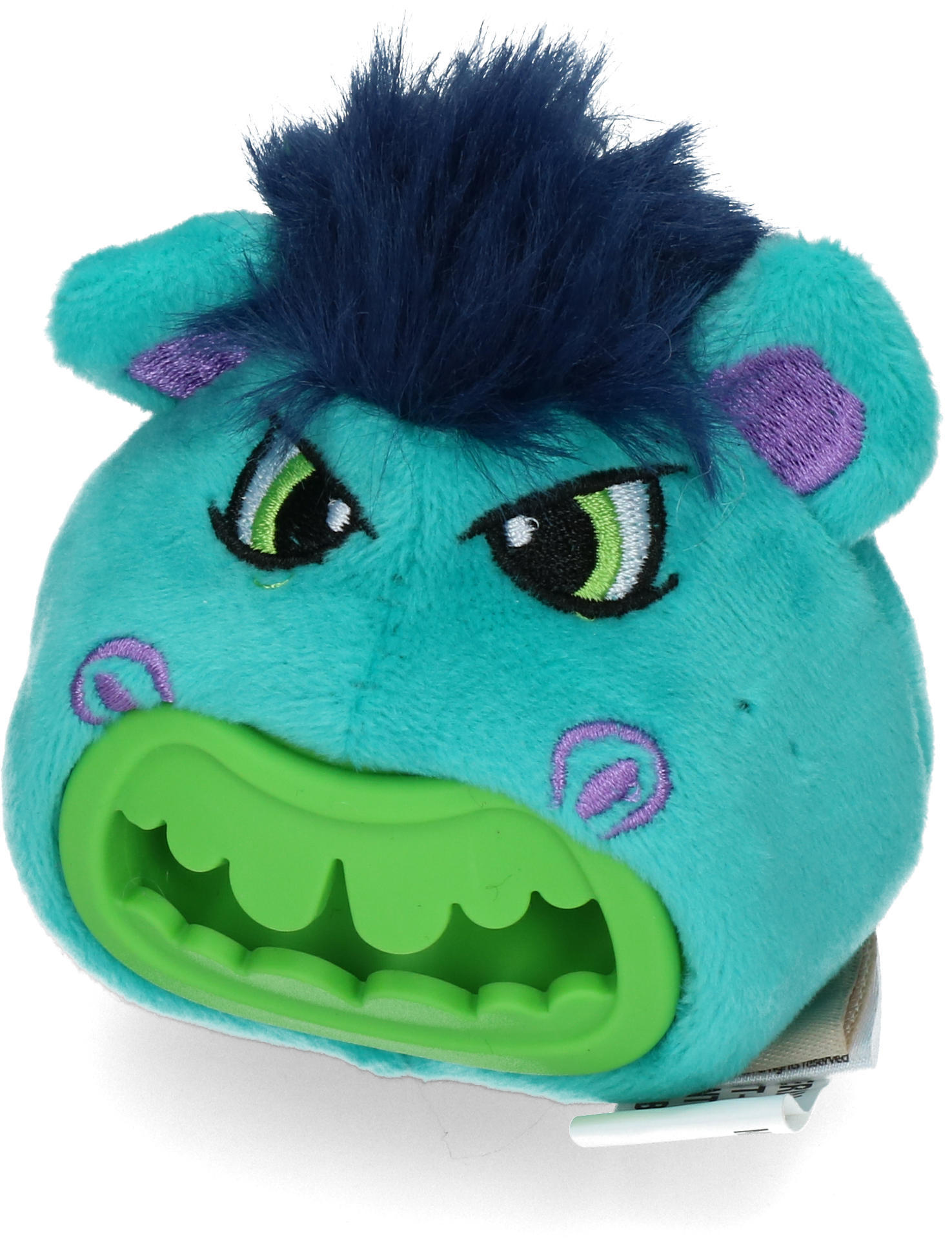 Green monster figure S dog toy with reward wall