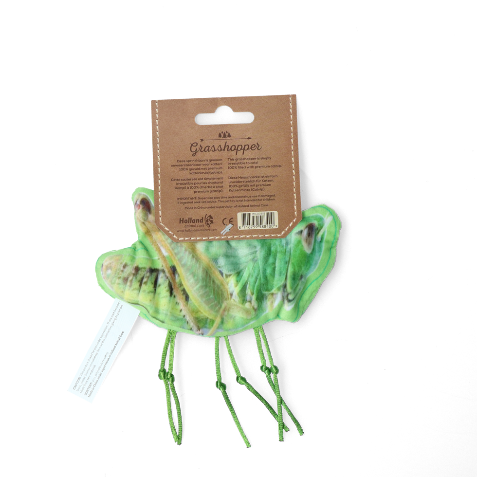 Grasshopper cat toy filled with catnip