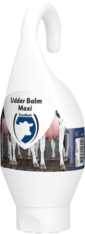 Bovine udder balm, in a standing container