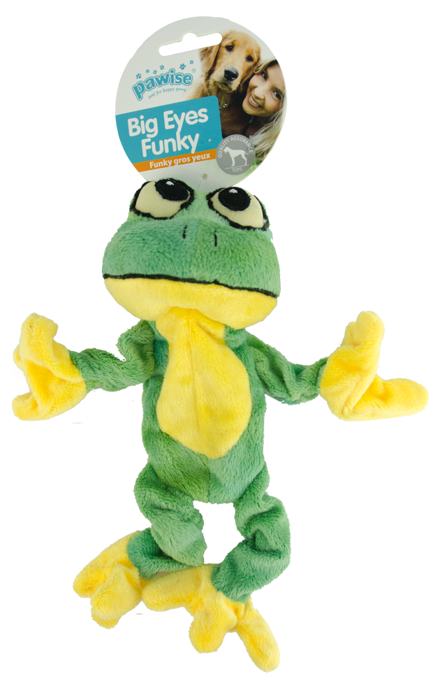 Big-eyed funky frog 29cm plush dog toy