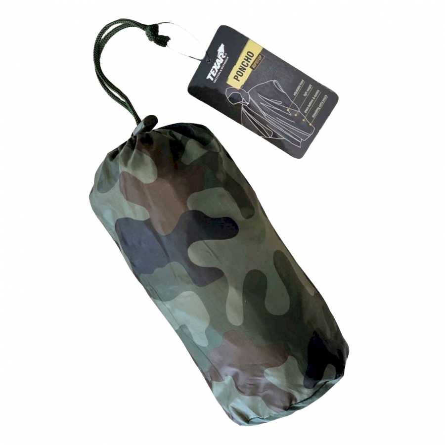 Ripstop poncho, raincoat with camouflage pattern