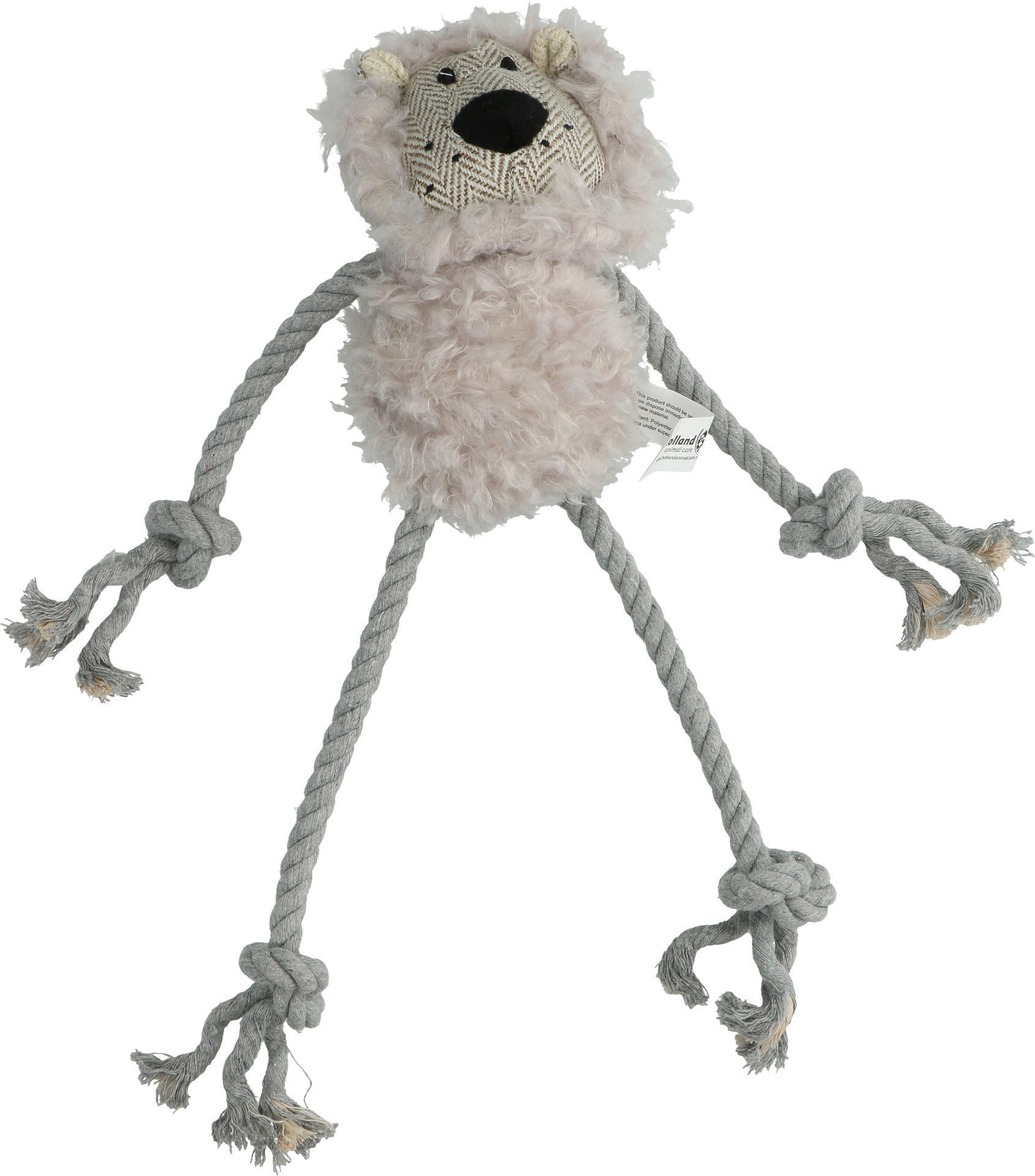 Lion with rope grey plush dog toy