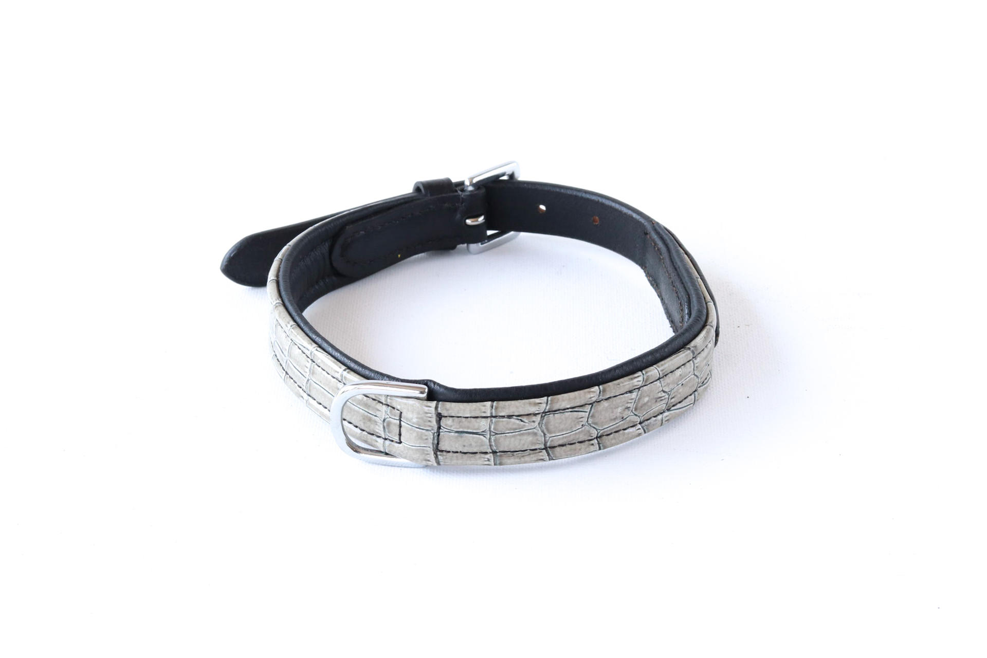 053 dog collar animal pattern leather black 45 cm special