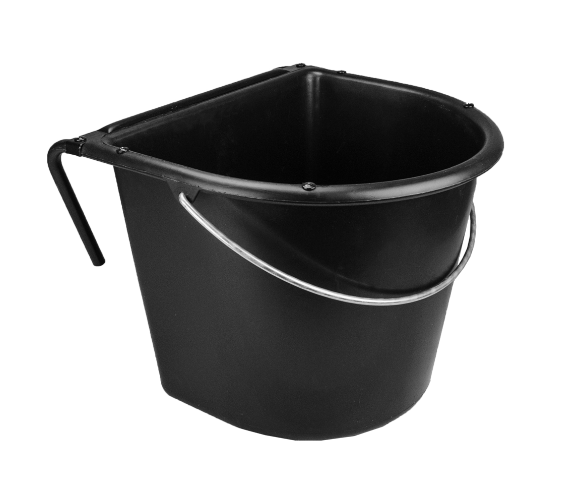 15 Litre Feeding Trough with Hook Handle Black Barn Livestock Feeding Drinking Technology Feeding Bowls