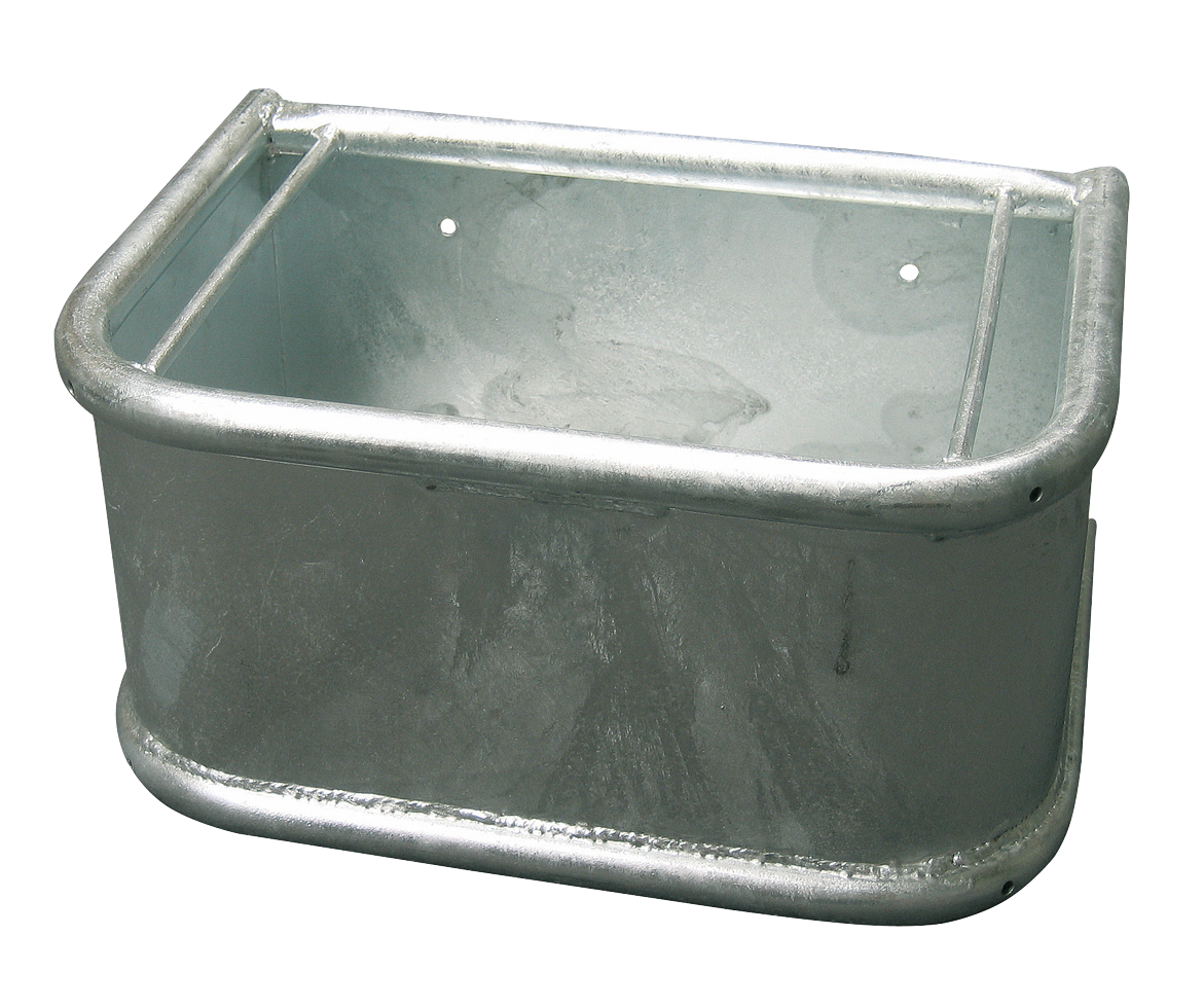 feed trough for horses galvanized steel 45x34x24cm stable animal housing feeding drinking technology