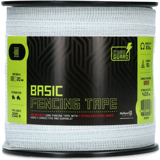 Fence tape 200 m white 20 mm / 4 wires / livestock electric fence