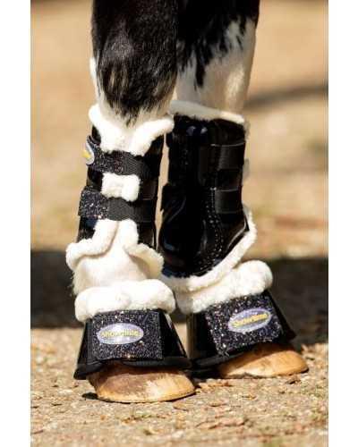 228A Show-time Gold Rush Glitter Training Splint Boots Small Size Burgundy Red 3XS Horse Foot Protection Splint Boots