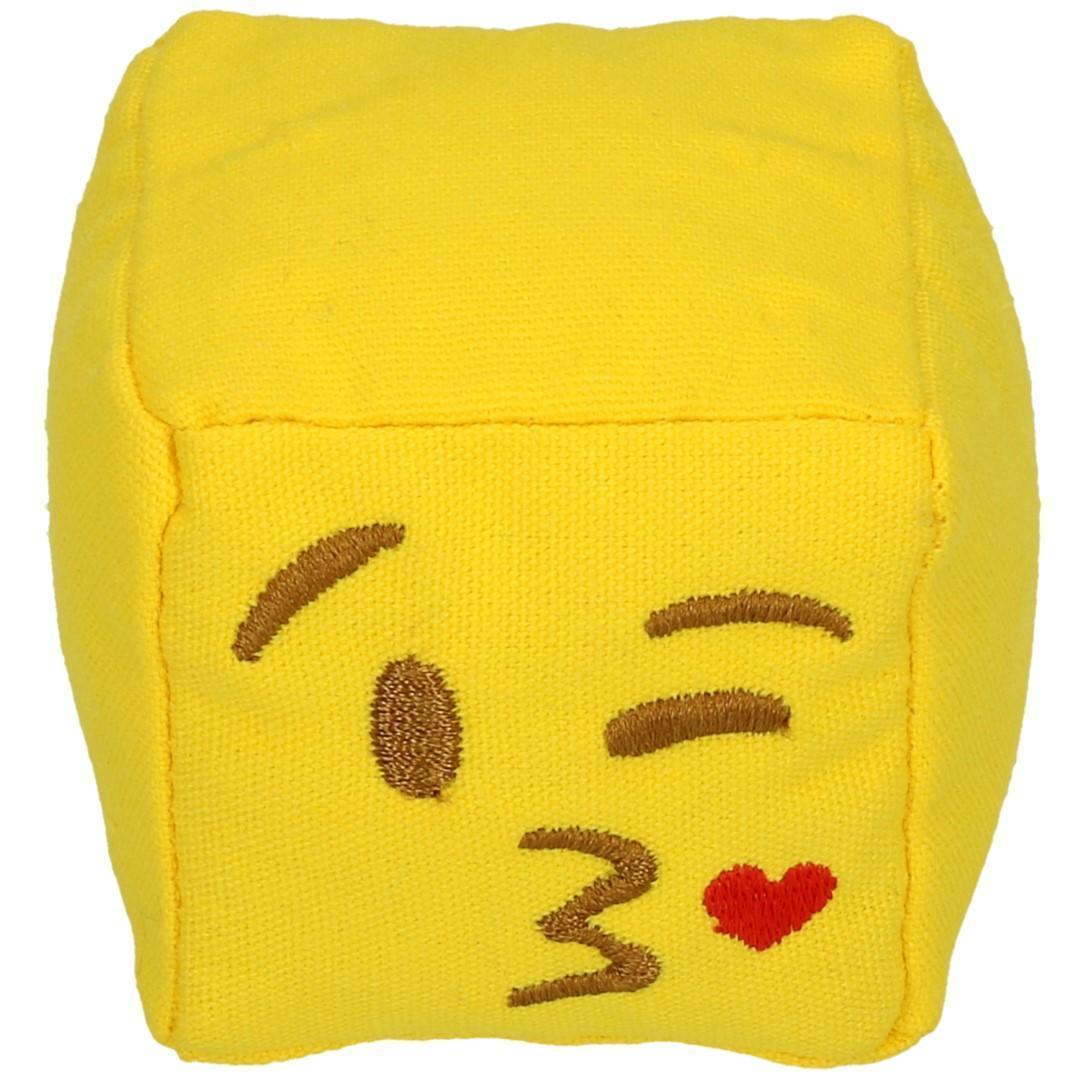 Emoji cat cube Kissy (with MadNip), plush cat toy