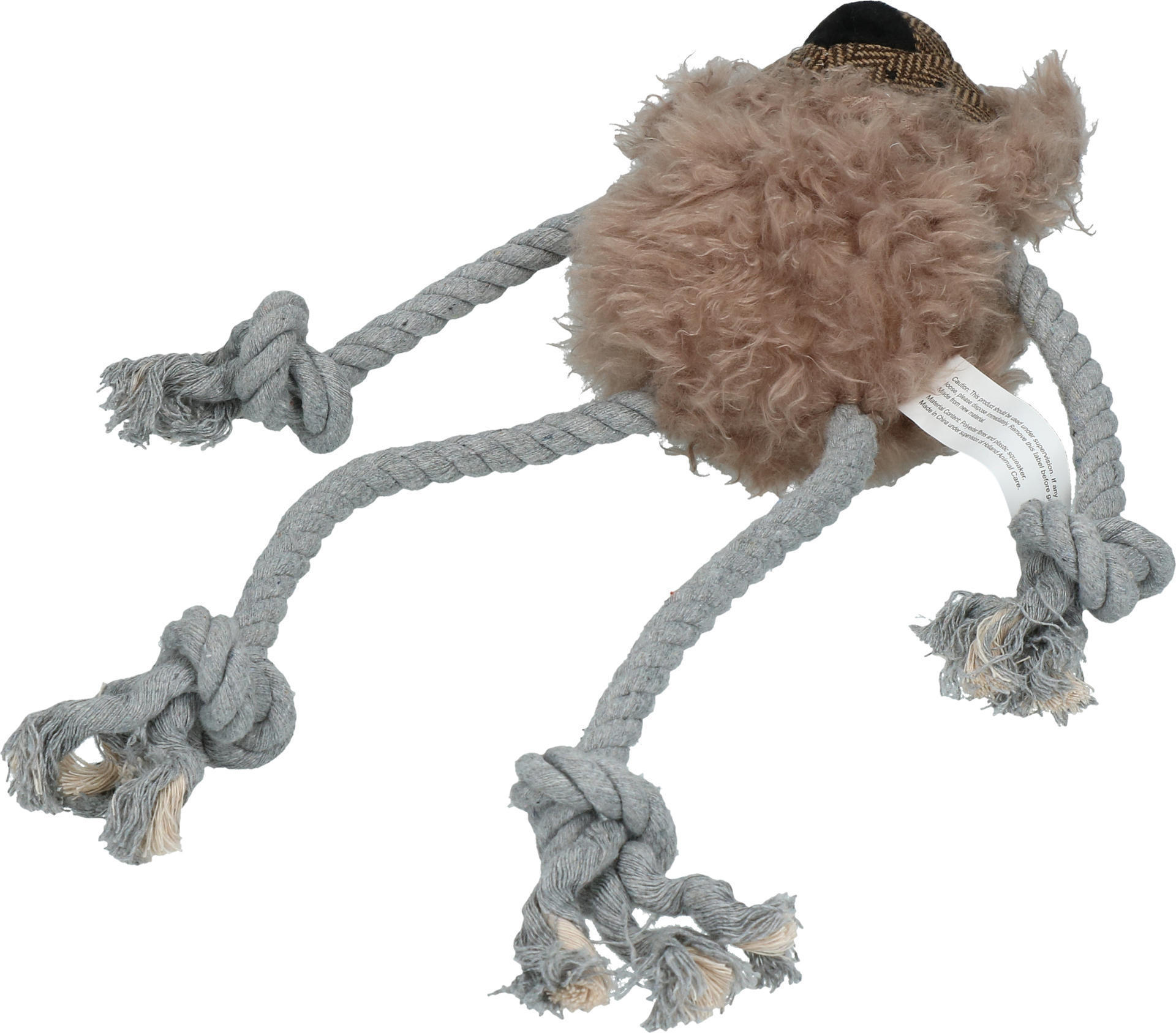 Lion with rope brown plush dog toy