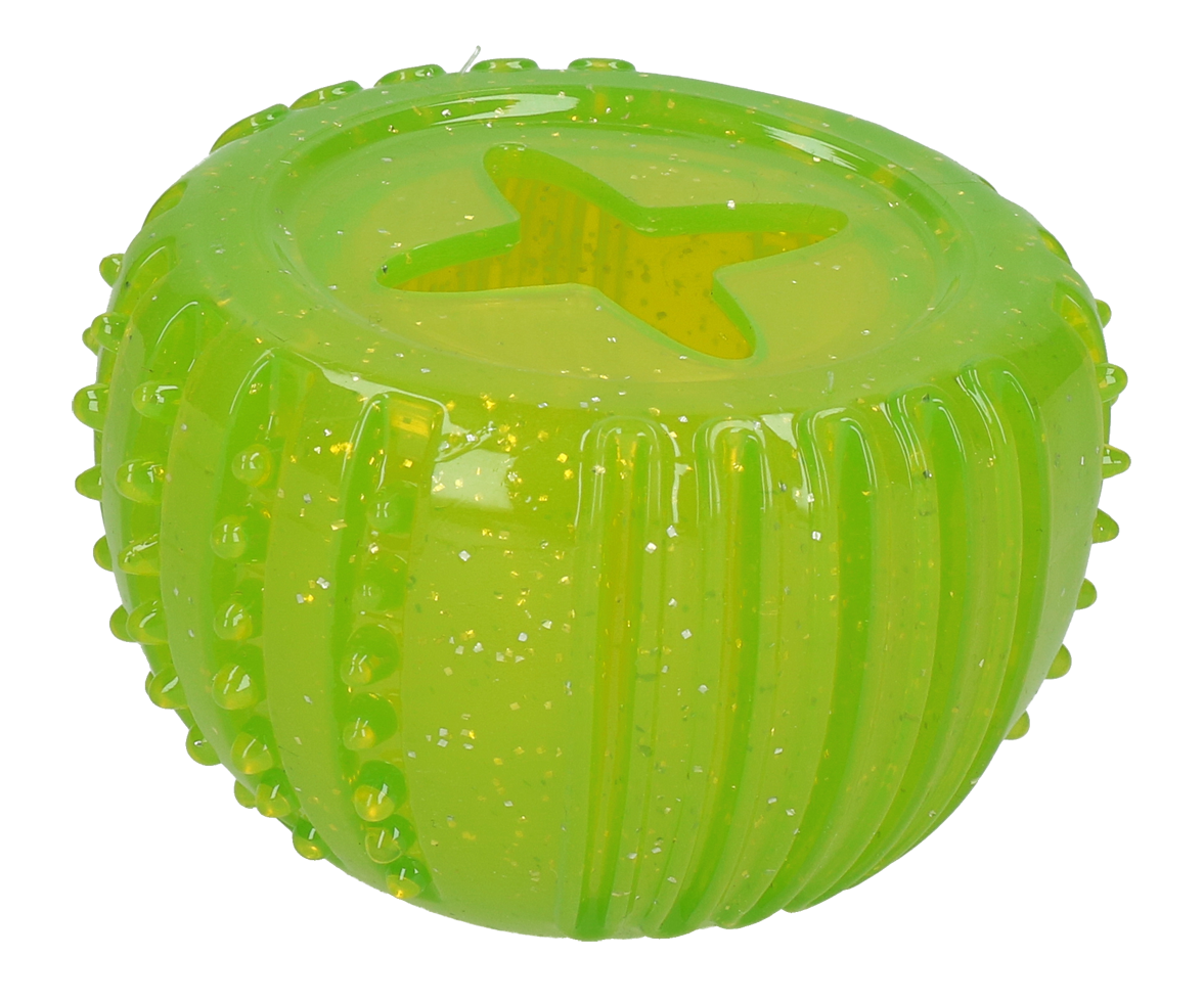 Comet shaped green coloured chew toy dog toy